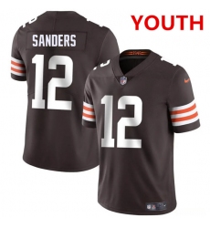 Youth Cleveland Browns #12 Shedeur Sanders Brown 2025 Vapor Limited Football Stitched Jersey