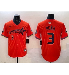 Men's Houston Astros #3 Jeremy Pena Orange 2025 City Connect With Texas Limited Stitched Baseball Jersey