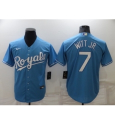 Men's Kansas City Royals #7 Bobby Witt Jr Light Blue Cool Base Stitched MLB Jersey