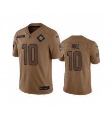 Men's Nike Miami Dolphins #10 Tyreek Hill 2023 Brown Salute To Service Limited Football Stitched Jersey