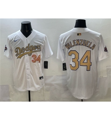 Men's Los Angeles Dodgers #34 Toro Valenzuela White 2025 Gold Collection Limited Stitched Baseball Jersey