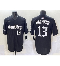 Men's San Diego Padres #13 Manny Machado Black Gothic Edition Vapor Limited Stitched Baseball Jersey