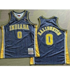 Men's Indiana Pacers #0 Tyrese Haliburton Black Stripes Hollywood Classic Throwback AU Jersey