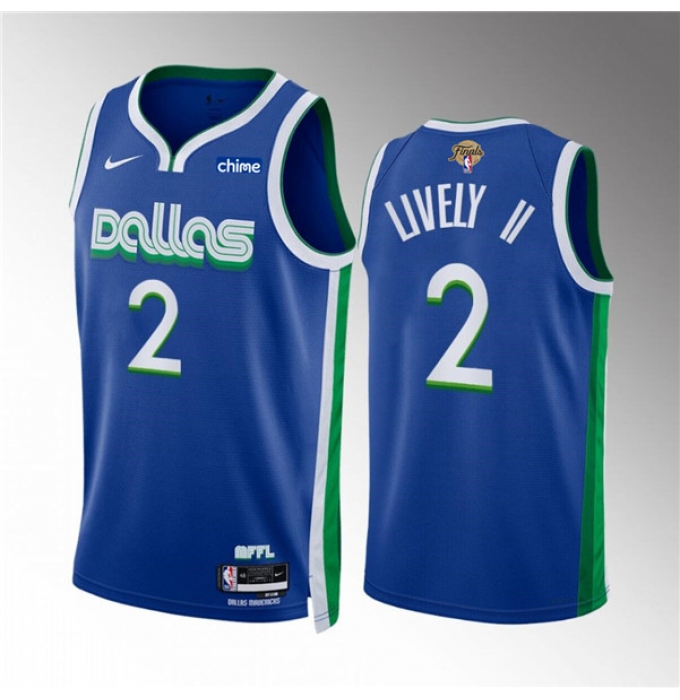 Men's Dallas Mavericks #2 Dereck Lively II Blue 2024 Finals City Edition Stitched Basketball Jersey