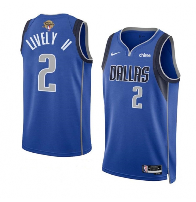 Men's Dallas Mavericks #2 Dereck Lively II Blue 2024 Finals Icon Edition Stitched Basketball Jersey