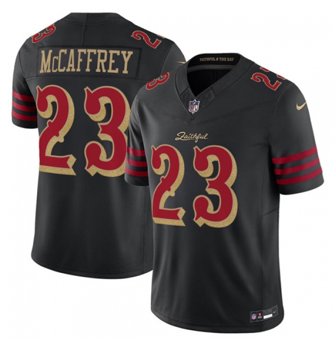 Men's San Francisco 49ers #23 Christian McCaffrey Black 2025 F.U.S.E. “Rivalries” Vapor Limited Football Stitched Jersey