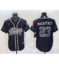 Men's San Francisco 49ers #23 Christian McCaffrey Black Reflective With Cool Base Stitched Baseball Jersey