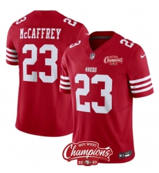 Men's San Francisco 49ers #23 Christian McCaffrey Red 2023 F.U.S.E. NFC West Champions Football Stitched Jersey