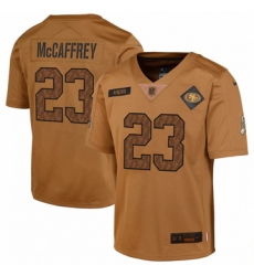 Youth San Francisco 49ers #23 Christian McCaffrey Nike Brown 2023 Salute To Service Limited Jersey