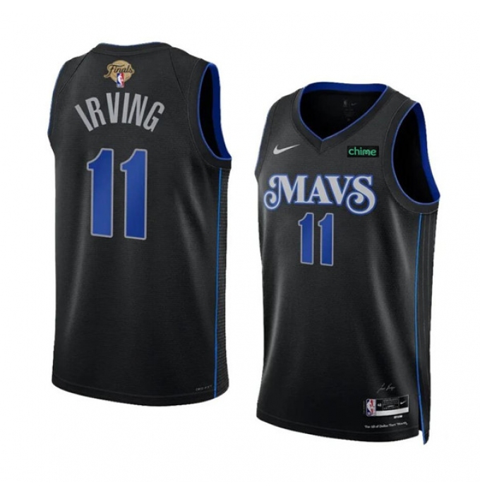 Men's Dallas Mavericks #11 Kyrie Irving Black 2024 Finals City Edition Stitched Basketball Jersey