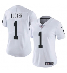 Women's Las Vegas Raiders #1 Tre Tucker White 2025 Vapor Football Stitched Jersey(Run Small)
