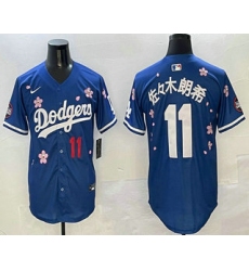 Men's Los Angeles Dodgers #11 Roki Sasaki Blue Japanese 2025 Tokyo Series Limited Jersey