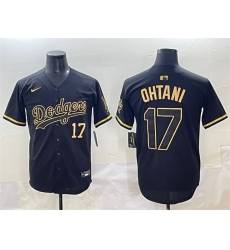 Men's Los Angeles Dodgers #17 Shohei Ohtani Black Gold Limited Stitched Jersey