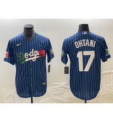 Men's Los Angeles Dodgers #17 Shohei Ohtani Navy Cool Base Stitched Baseball Jerseys