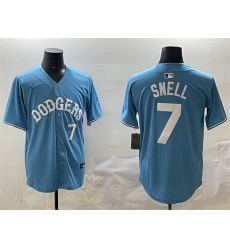 Men's Los Angeles Dodgers #7 Blake Snell Light Blue Limited Stitched Baseball Jersey