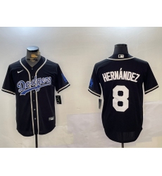Mens Los Angeles Dodgers #8 Enrique Hernández Black Cool Base Stitched Baseball Jersey