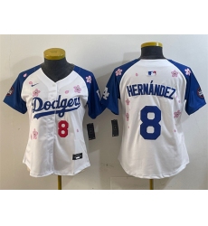 Women's Los Angeles Dodgers #8 Enrique Hernández White Royal 2025 Tokyo Series Limited Stitched Baseball Jersey(Run Small)
