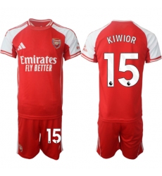 Men's Arsenal F.C #15 Jakub Kiwior Red 2025 Home Soccer Jersey Suit