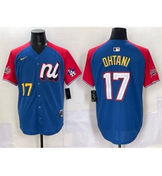 Men's National League #17 Shohei Ohtani Blue Red Alternate 2025 All-Star Edition Limited Stitched Baseball Jersey