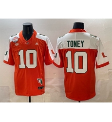 Men's Miami Hurricanes #10 Malachi Toney Orange Alternate F.U.S.E. The Fiesta Bowl Champions & Florida Patch Stitched Football Jersey
