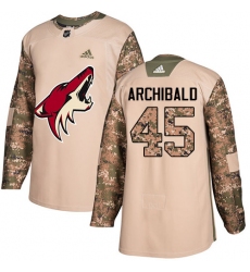 Men's Adidas Arizona Coyotes #45 Josh Archibald Authentic Camo Veterans Day Practice NHL Jersey