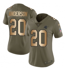 Women's Nike Carolina Panthers #20 C.J. Anderson Limited Olive Gold 2017 Salute to Service NFL Jersey