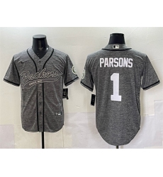 Men's Green Bay Packers #1 Micah Parsons Gray Cool Base Stitched Baseball Jersey