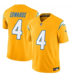 Men's Los Angeles Chargers #4 Taylor Heinicke Gold 2025 F.U.S.E. Alternate Vapor Limited Football Stitched Jersey