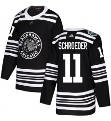 Youth Adidas Chicago Blackhawks #11 Jordan Schroeder Authentic Black 2019 Winter Classic NHL Jersey