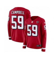 Women's Nike Atlanta Falcons #59 De'Vondre Campbell Limited Red Therma Long Sleeve NFL Jersey