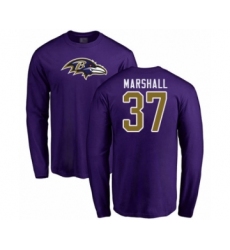 Football Baltimore Ravens #37 Iman Marshall Purple Name & Number Logo Long Sleeve T-Shirt