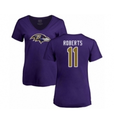 Football Women's Baltimore Ravens #11 Seth Roberts Purple Name & Number Logo T-Shirt