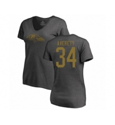 Football Women's Baltimore Ravens #34 Anthony Averett Ash One Color T-Shirt