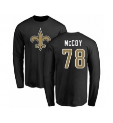 Football New Orleans Saints #78 Erik McCoy Black Name & Number Logo Long Sleeve T-Shirt