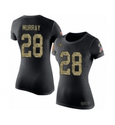 Football Women's New Orleans Saints #28 Latavius Murray Black Camo Salute to Service T-Shirt