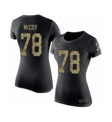 Football Women's New Orleans Saints #78 Erik McCoy Black Camo Salute to Service T-Shirt