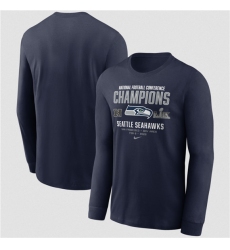 Men's Seattle Seahawks College Navy 2025 NFC Champions Team Nation Long Sleeve T-Shirt