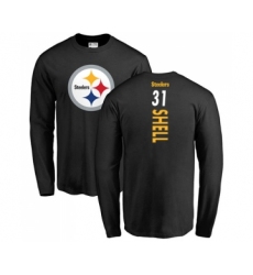Football Pittsburgh Steelers #31 Donnie Shell Black Backer Long Sleeve T-Shirt