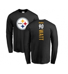 Football Pittsburgh Steelers #90 T. J. Watt Black Backer Long Sleeve T-Shirt