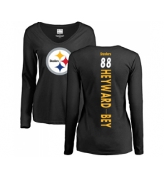 Football Women's Pittsburgh Steelers #88 Darrius Heyward-Bey Black Backer Slim Fit Long Sleeve T-Shirt