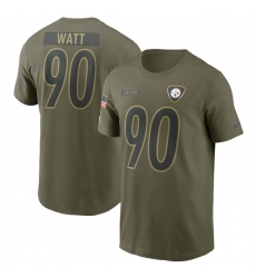 Men's Pittsburgh Steelers #90 T.J. Watt Olive 2025 Salute to Service Name & Number T-Shirt