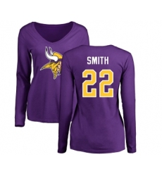 Football Women's Minnesota Vikings #22 Harrison Smith Purple Name & Number Logo Slim Fit Long Sleeve T-Shirt