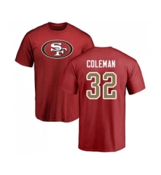 Football San Francisco 49ers #32 Tevin Coleman Red Name & Number Logo T-Shirt