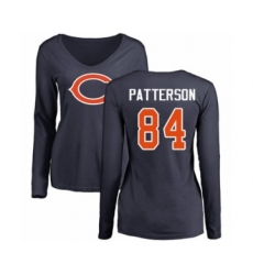 Football Women's Chicago Bears #84 Cordarrelle Patterson Navy Blue Name & Number Logo Long Sleeve T-Shirt