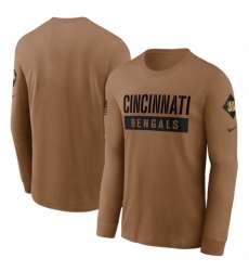 Men's Cincinnati Bengals 2023 Brown Salute To Service Long Sleeve T Shirt