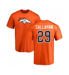 Football Denver Broncos #29 Bryce Callahan Orange Name & Number Logo T-Shirt