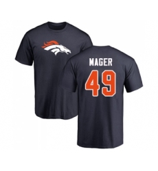 Football Denver Broncos #49 Craig Mager Navy Blue Name & Number Logo T-Shirt