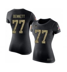 Football Women's New England Patriots #77 Michael Bennett Black Camo Salute to Service T-Shirt