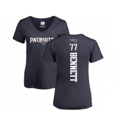 Football Women's New England Patriots #77 Michael Bennett Navy Blue Backer T-Shirt