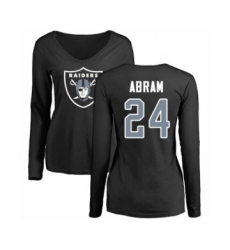 Football Women's Oakland Raiders #24 Johnathan Abram Black Name & Number Logo Long Sleeve T-Shirt